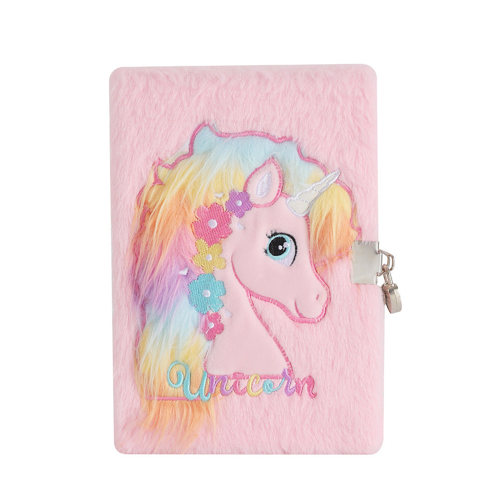 Wholesale Cartoon Unicorn Plush Notebook with Lock